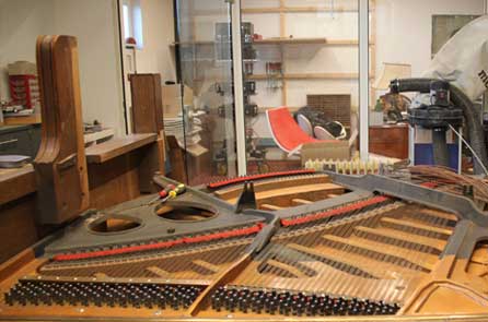 A part of the piano building workshop “Die Stimmgabel”, owned by Christof Klingel in Mannheim
